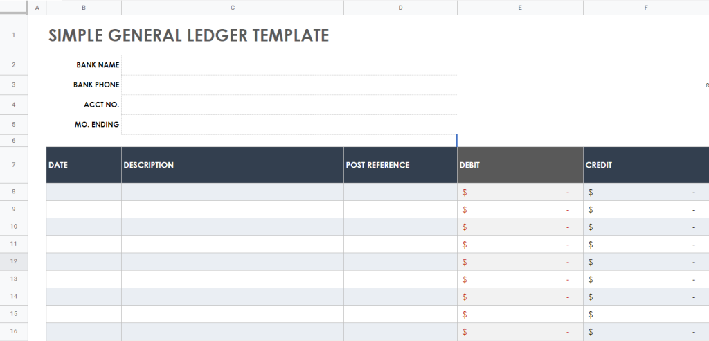 Free Downloadable Ledger Template