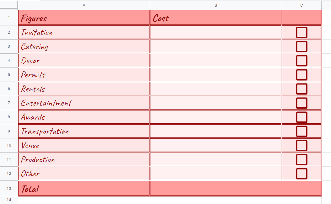 Gala Event Budget Template