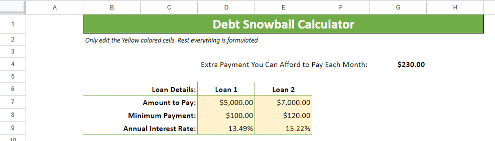 Google Sheets Debt Snowball Calculator Kick-Off