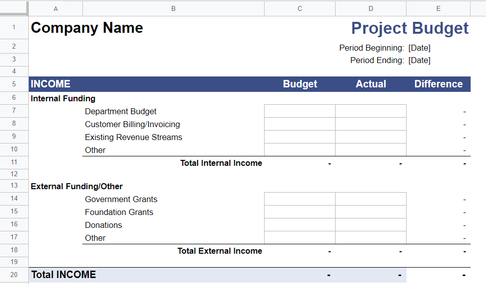 IT Project Budget Template