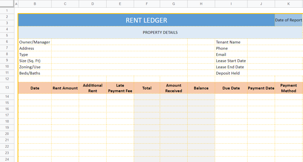 Lease Ledger Template