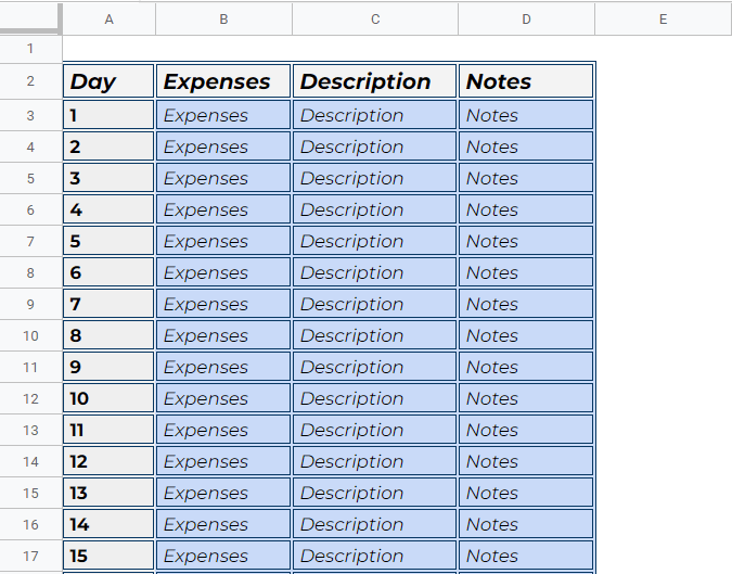 Monthly Budget Calendar