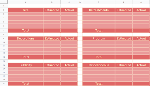 Nonprofit Event Budget Template