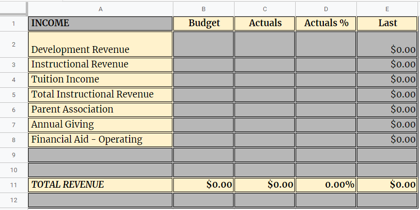 Online School Budget Template