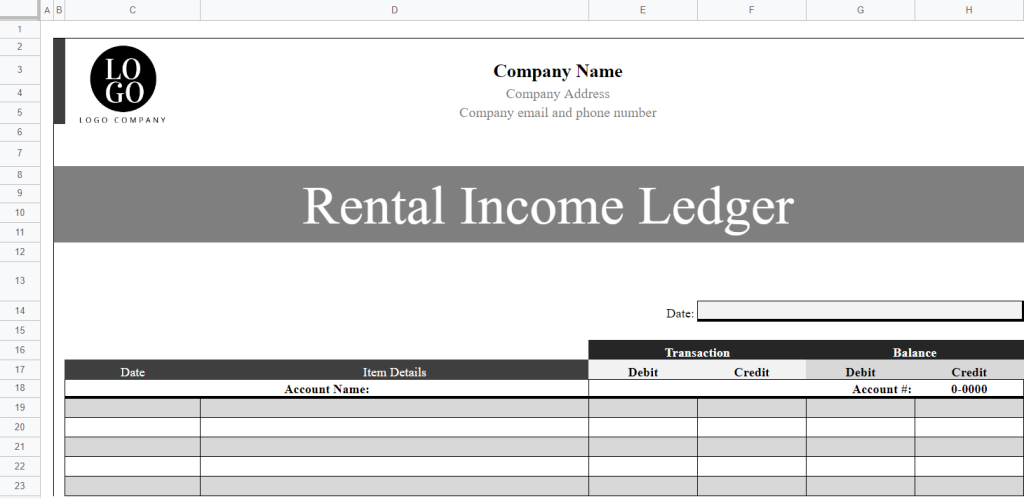 Rental Ledger Template