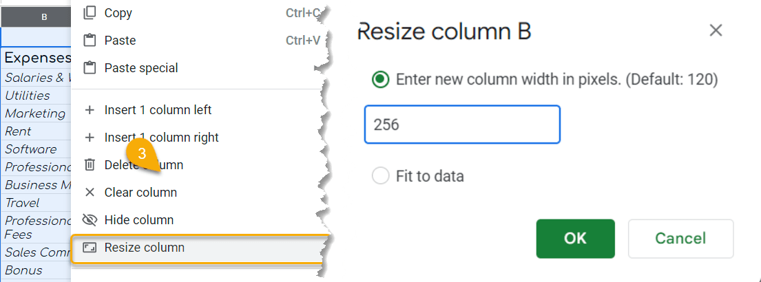 Resize Column