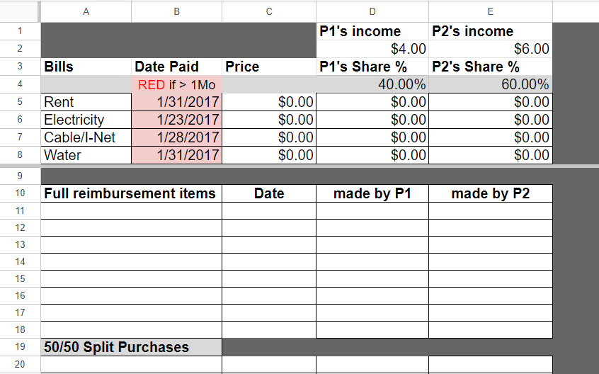 monthly utility expense spreadsheet template