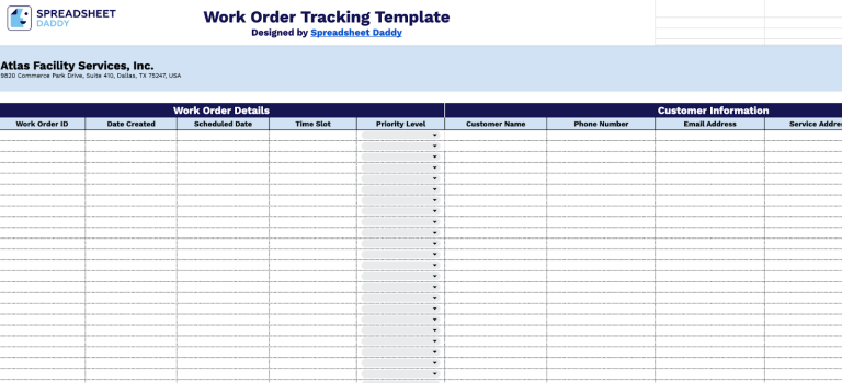 Free☝️ Work Order Tracking Spreadsheet Template (Google Sheets, Excel ...
