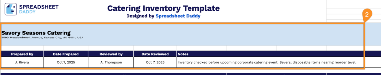 Caterease Intventory Templates Free☝️ Catering Inventory Spreadsheet Template (Google Sheets, Excel ...