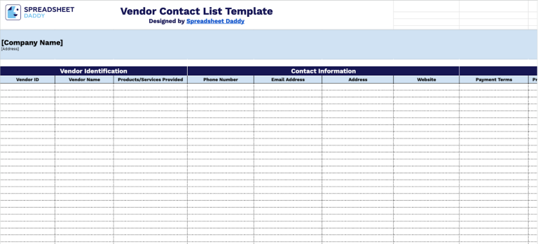 Free☝️ Vendor Contact List Spreadsheet Template (Google Sheets, Excel ...