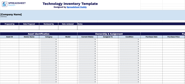 Free☝️ Technology Inventory Spreadsheet Template (Google Sheets, Excel ...