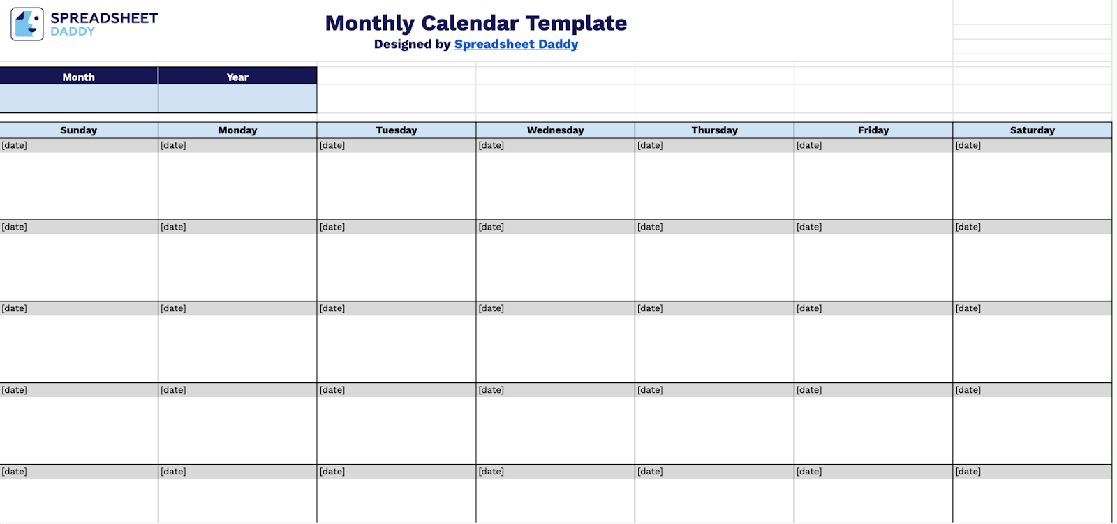 Free☝️ Monthly Calendar Template (Google Sheets, Excel, & PDF Downloads)