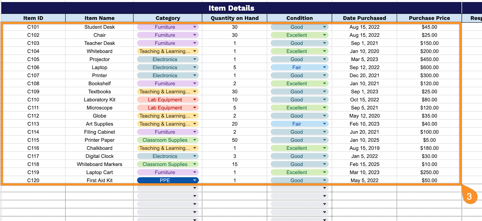 Free☝️ Classroom Inventory Spreadsheet Template (Google Sheets, Excel ...