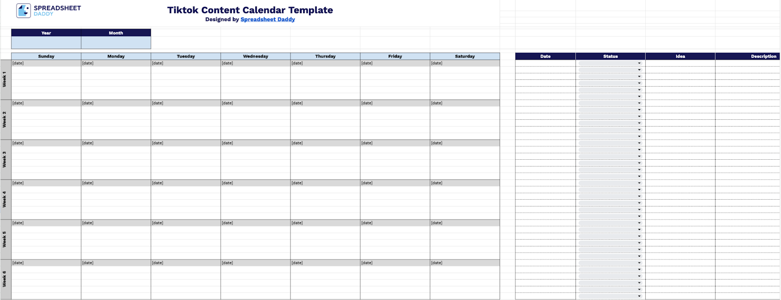 Free☝️ TikTok Content Calendar Template (Google Sheets, Excel, & PDF