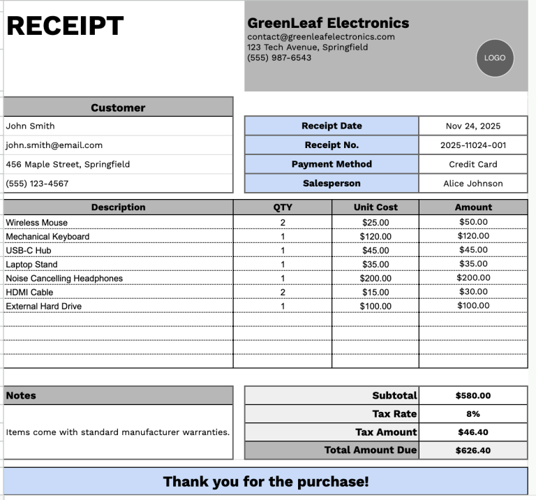 Free☝️ Shop Receipt Template (Google Sheets, Excel, Word, Google Docs ...