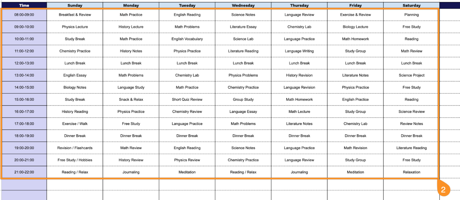 Free☝️ Study Schedule Template (Google Sheets, Excel, & PDF Downloads)
