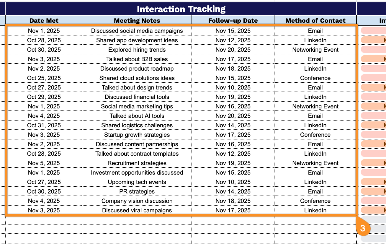 Free☝️ Networking Template (Google Sheets, Excel, & PDF Downloads)