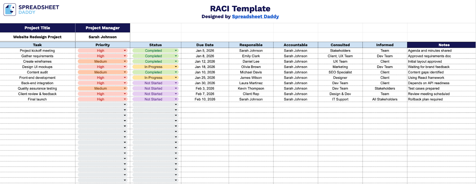 Free☝️ RACI Template (Google Sheets, Excel, & PDF Downloads)