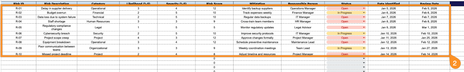 Free☝️ Risk Register Template (Google Sheets, Excel, & PDF Downloads)