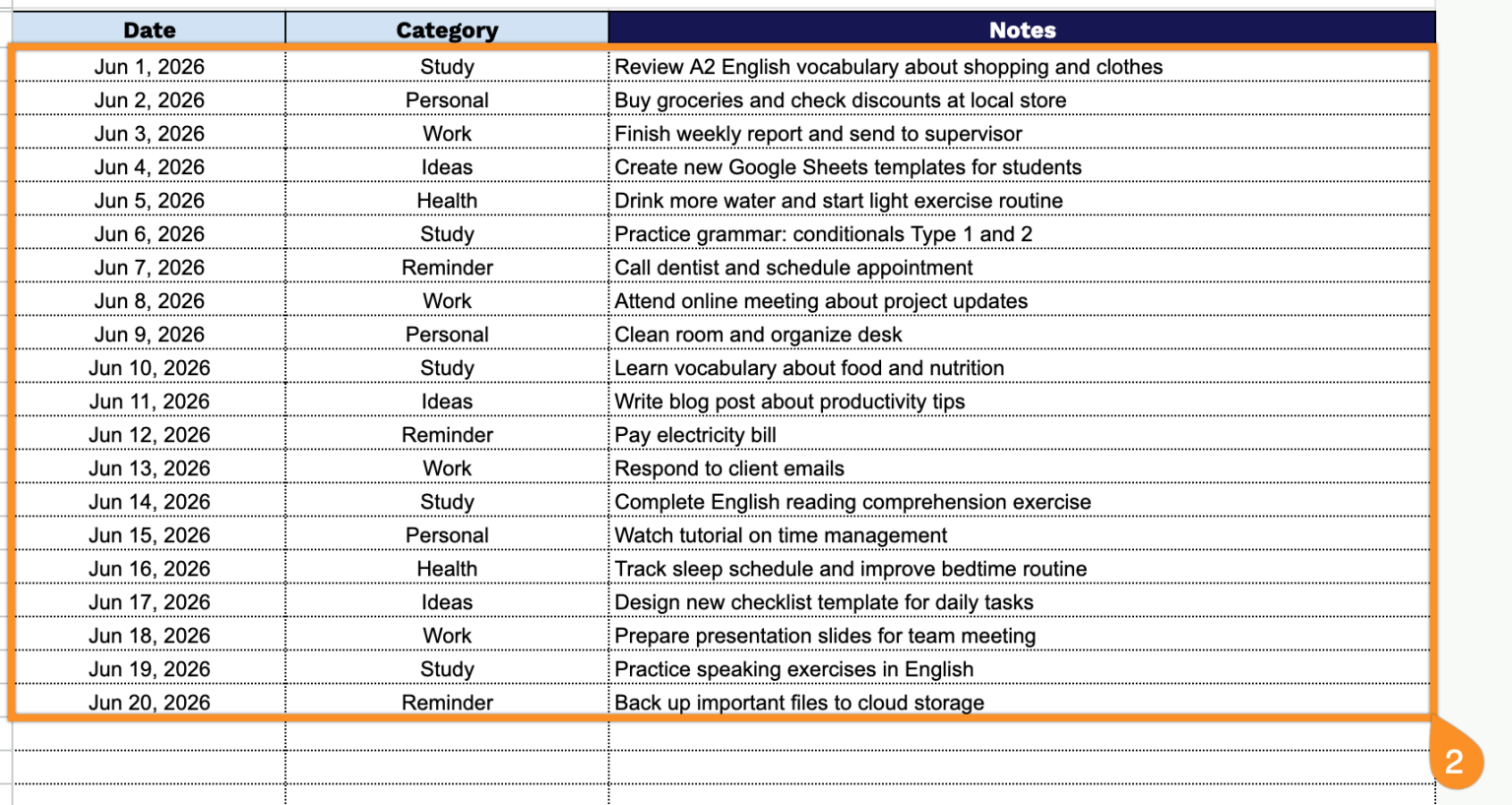 Free☝️ Notes Template (Google Sheets, Excel, & PDF Downloads)