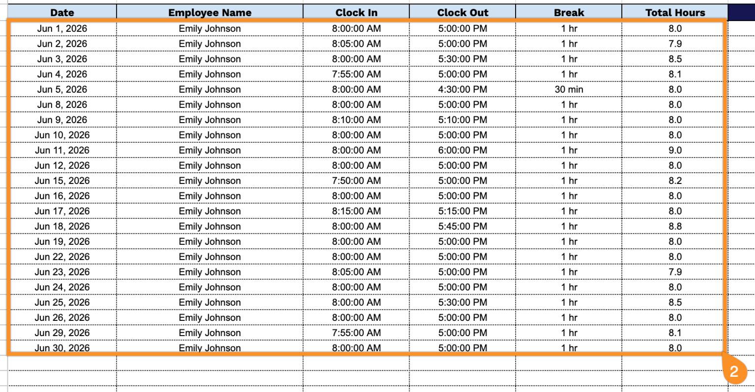 Free☝️ Clock-In/Clock-Out Sheet Template (Google Sheets, Excel, & PDF ...