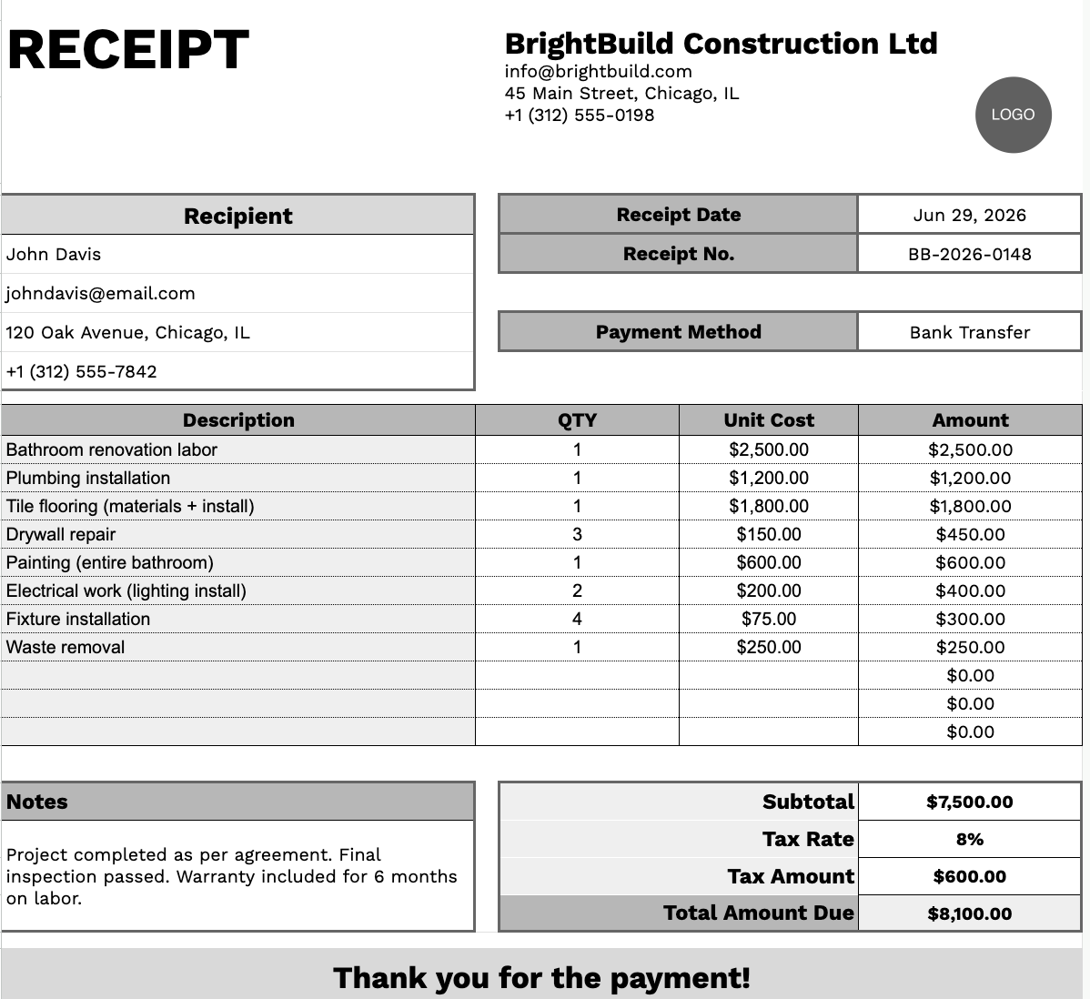 Free☝️ Contractor Estimate Template (Google Sheets, Excel, & PDF Downloads)